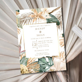 Invitation Mariage Élégant sur une Destination de Plage Côtiè