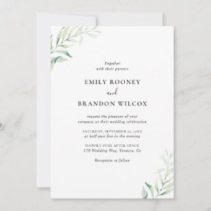 Invitation Mariage Élégant Tout En Un Sage Vert Eucalyptus