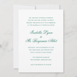 Invitation Mariage élégant traditionnel vert émeraude