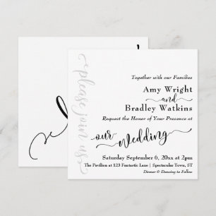 Invitation Mariage Élégant Typographie Subtile Noir sur Fond