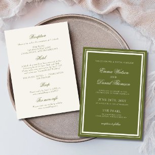 Invitation Mariage Élégant Vert Olive