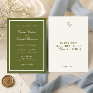 Invitation Mariage Élégant Vert Olive