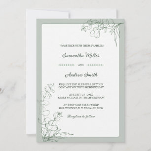 Invitation Mariage élégant vert sauge