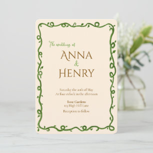 Invitation Mariage Élégant Vigne Romantique