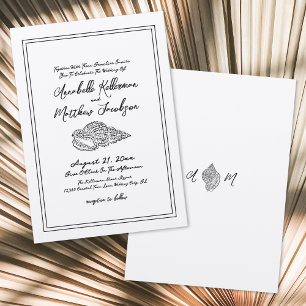 Invitation Mariage Élégant Vintage Classique sur la Plage aux