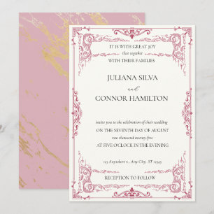 Invitation mariage élégant vintage golden tea party