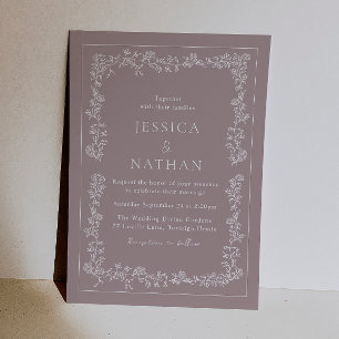 Invitation Mariage Élégant Vintage Poussiéreux Rose & Blanc