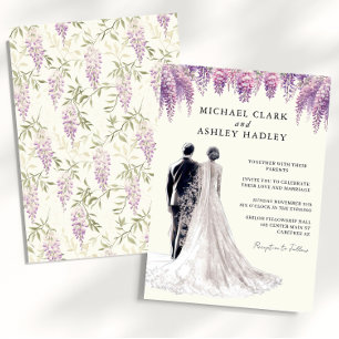 Invitation Mariage Élégant Wisteria Mariée Marié
