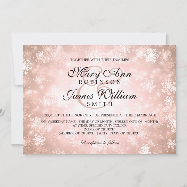 Invitation Mariage élégant Wonderland Wonderland Sparkle Copp (Devant)