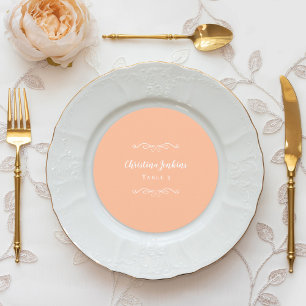 Invitation Mariage Elégante Black White Round Chic Place Card