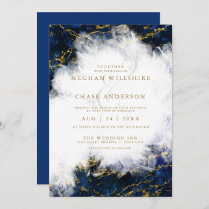 Invitation Mariage Élégante Géode cristal Lapis Lazuli