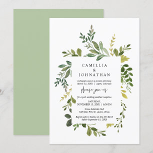 Invitation Mariage Elopement, Été Verdure à thème Invitati