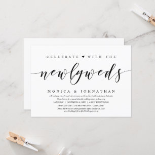 Invitation Mariage Elopement, fête avec les jeunes mariés