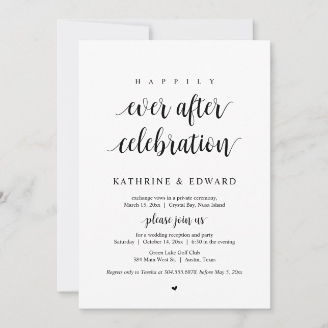 Invitation Mariage Elopement, Heureusement Jamais Après Céléb (Devant)
