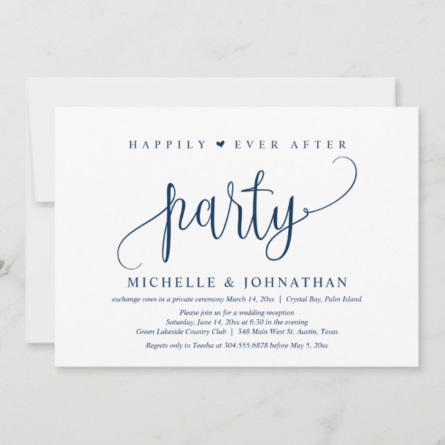 Invitation Mariage Elopement, Heureusement Jamais Après Fête  (Devant)