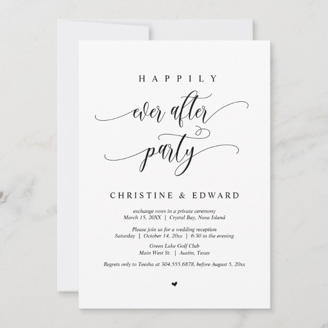 Invitation Mariage Elopement, Heureusement Jamais Après L'Inv (Devant)