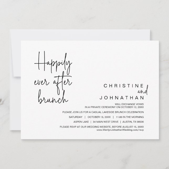 Invitation Mariage Elopement, Heureux Jamais Après Brunch (Devant)