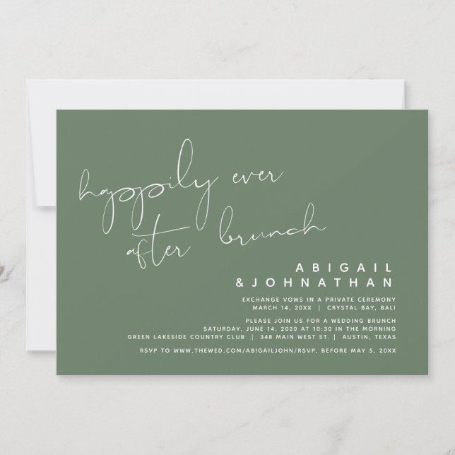 Invitation Mariage Elopement, Heureux Jamais Après Brunch (Devant)