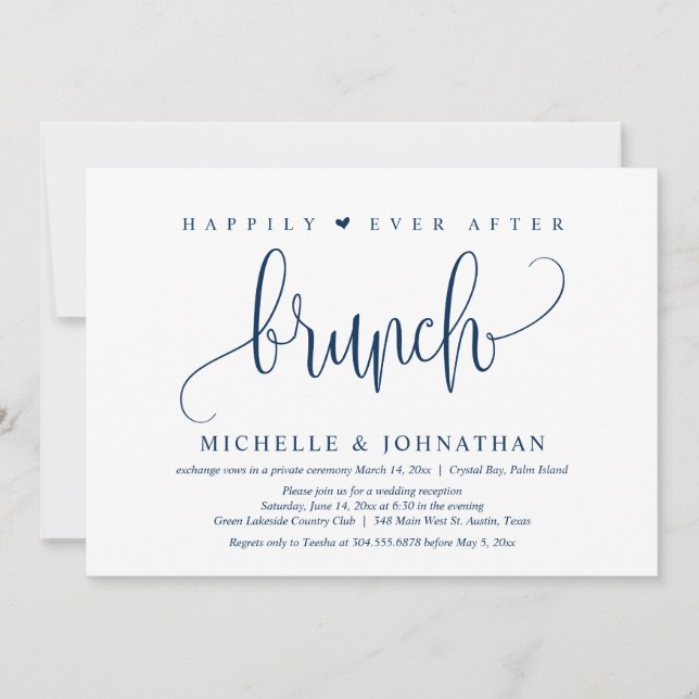 Invitation Mariage Elopement, Heureux Jamais Après Brunch Inv (Devant)