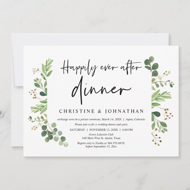 Invitation Mariage Elopement, Heureux Jamais Après Le Dîner I (Devant)