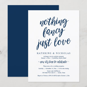 Invitation Mariage Elopement, Rien De fantaisie, Juste Amour