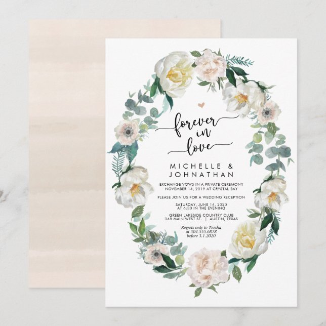 Invitation Mariage Élopement Romantique de Printemps Parfait (Devant / Derrière)