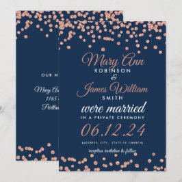 Invitation Mariage Elopement Rose Parties scintillant d'or Co