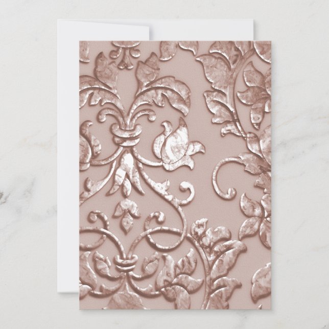 Invitation Mariage Embossé Look Damask Blush (Devant)
