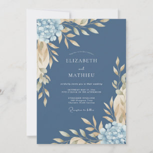 Invitation Mariage en acier ardoise Hydrangea Eucalyptus