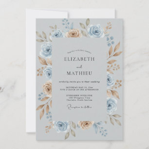 Invitation Mariage en acier cuivre feuillage Eucalyptus