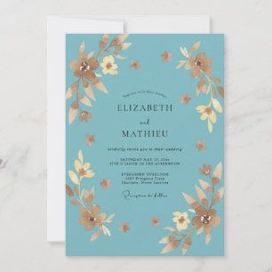 Invitation Mariage en Acier Doré Prairie Eucalyptus