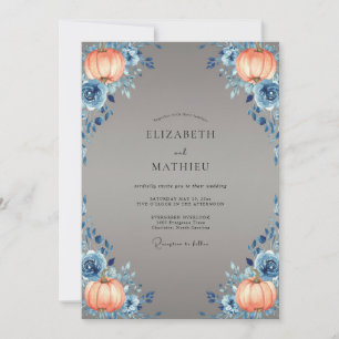 Invitation Mariage en acier pêche citrouille eucalyptus
