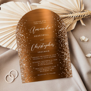 Invitation Mariage en Arc de Métal Brossé Cuivre Brillant
