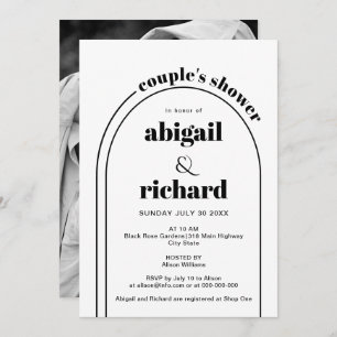 Invitation Mariage en arc noir et blanc douche couple