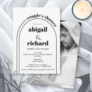 Invitation Mariage en arc noir et blanc douche couple