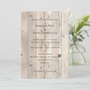 Invitation Mariage en bois blanc crème