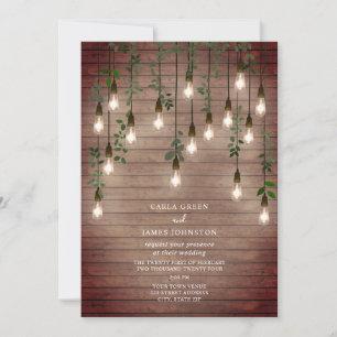Invitation Mariage en bois botanique Vintage