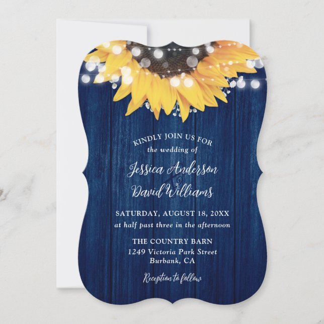 Invitation Mariage en bois de la grange rustique de la Marine (Devant)