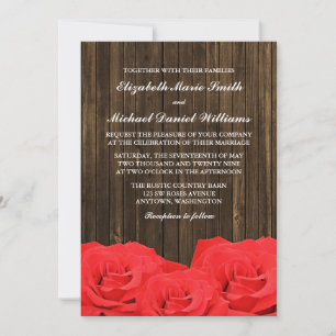 Invitation Mariage en bois de l'étable Red Roses