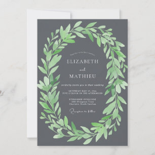 Invitation Mariage en bois organique gris charbon