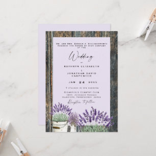 Invitation Mariage en Bois Rustique Lilas Clair