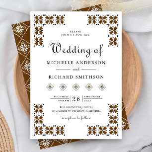 Invitation Mariage en broderie ukrainienne marron et noir