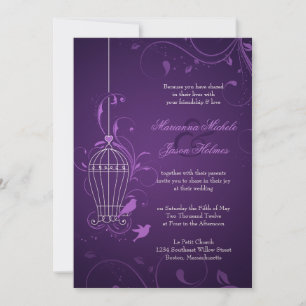 Invitation Mariage en cage à oiseaux violet Inviter avec RSVP