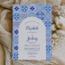 Mariage en carreaux portugais Arc bleu rustique