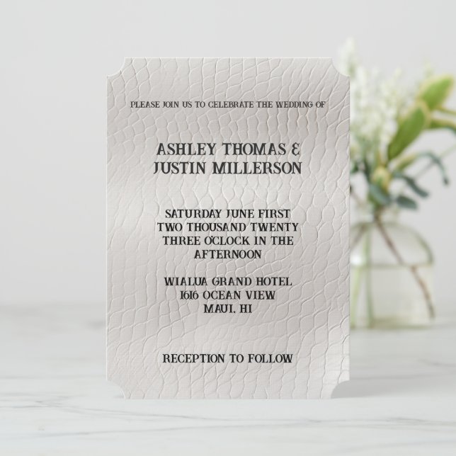 Invitation Mariage en cuir blanc Faux (Debout devant)