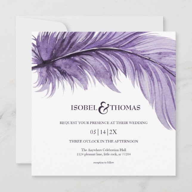 Invitation Mariage en cuir de Boho violet moderne (Devant)