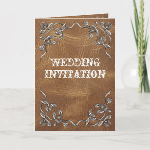 Invitation Mariage en cuir occidental sophistiqué