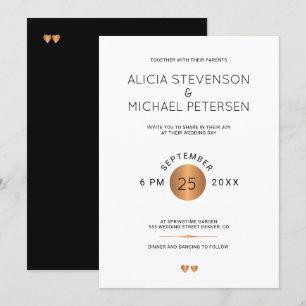 Invitation Mariage en cuivre noir et métallique