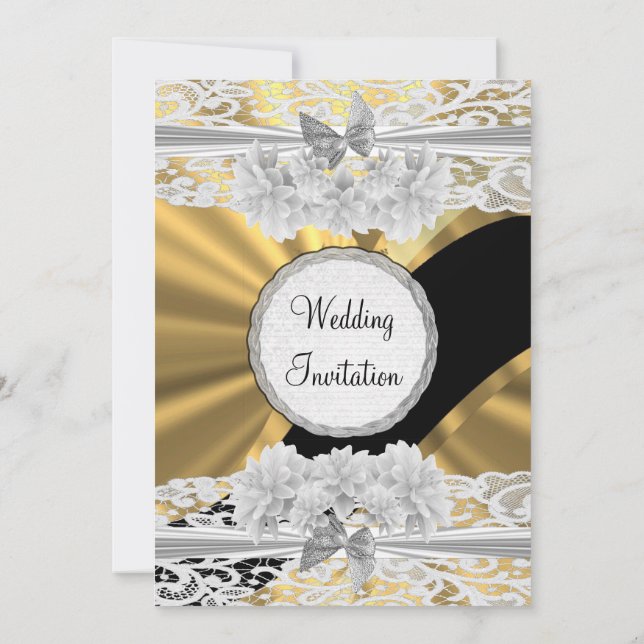 Invitation Mariage en dentelle blanche jolie et féminin (Dos)