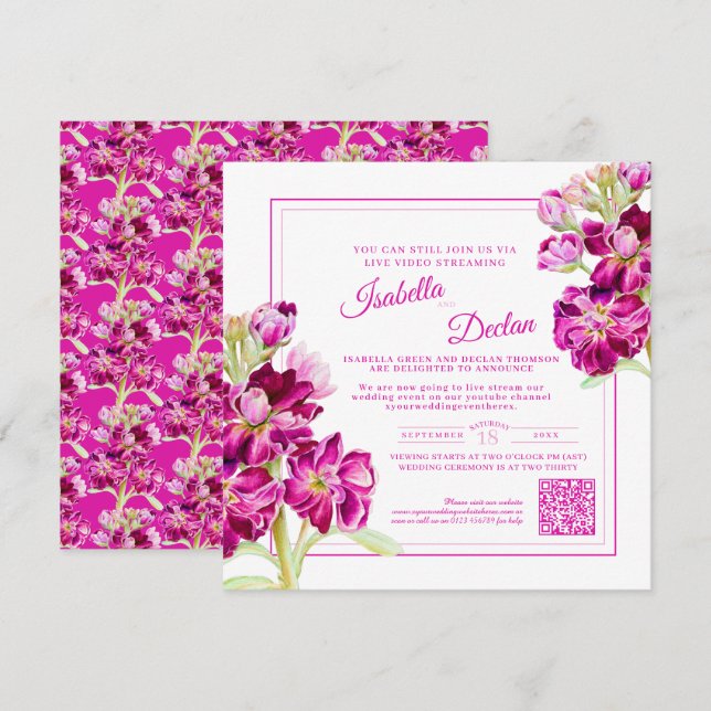 Invitation Mariage en direct de la fleur stock rose (Devant / Derrière)